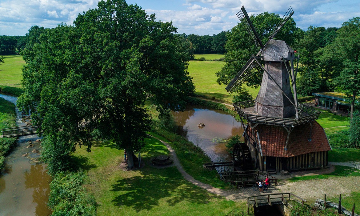 Hüvener Mühle im Naturpark Hümmling – Luftaufnahme