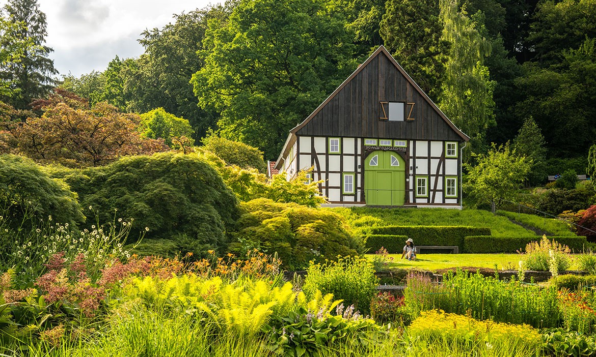 Botanischer Garten Bielefeld: westfälisches Fachwerkhaus