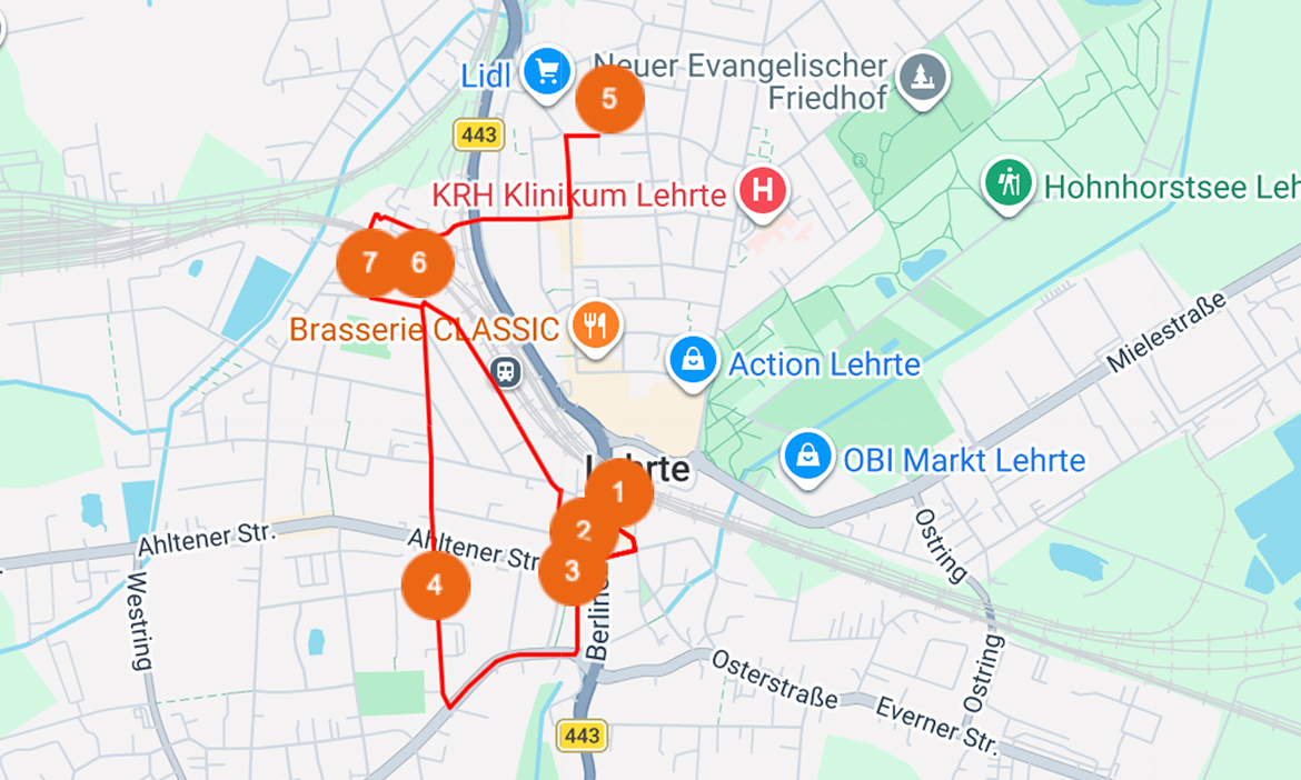 Stolpersteine in Lehrte: Karte der Tour